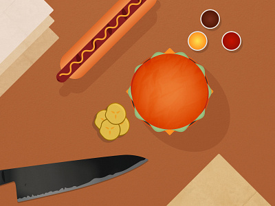 Food Illustration burger design food graphic design hotdog illustration illustrator scene vector