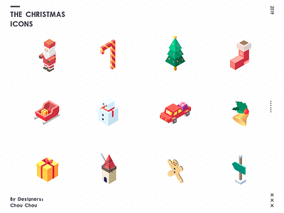 The Christmas Icons 2.5d christmas colors icons merry christmas santa clause the christmas tree