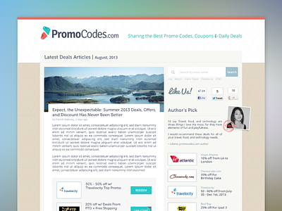 PromoCodes.com design varient flat design homepage landing page promocodes