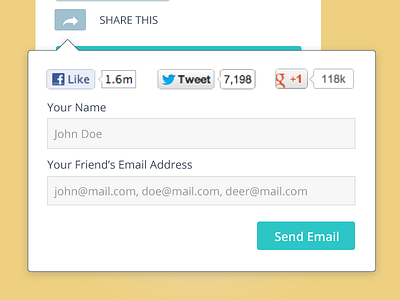 Share UI Modal display pop up modal share share modal share ui