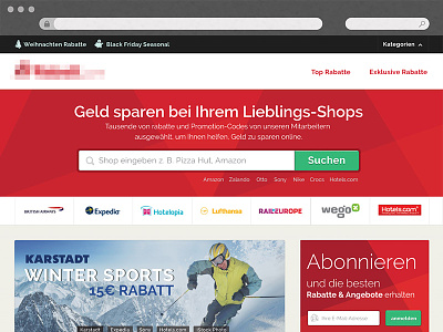 Homepage Mockup coupon site german coupon site home homepage interface landing page rabatt user