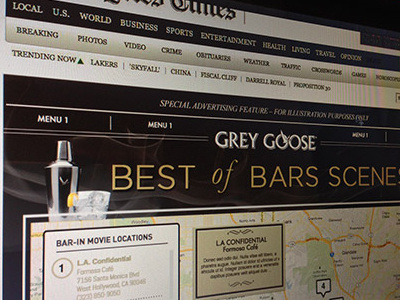 Grey Goose: Best of Bars Scenes advetorial classic elegant grey goose la times web landing pages website design