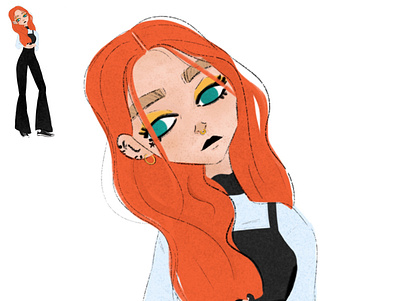 Sol character illustration characterdesign converse design fashion illustration girl goth illustration makeup outfit red hair
