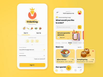 OrderKing - Food Delivery App delivery app design food food app food delivery app ui ui design