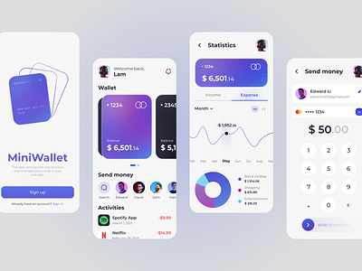 Minimal Wallet mobile app - Light mode