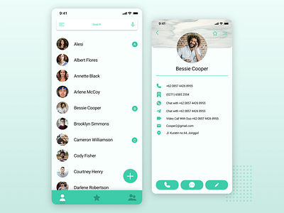 Contact app app clean design minimal mobile app ui