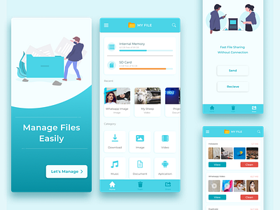 File Manager Application app clean design minimal mobile app mobile ui ui