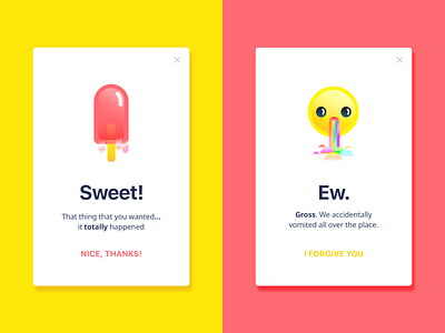 Daily UI No. 011 - Flash message cards ui dailyui flash message illustration popsicle rainbow vomit vomit