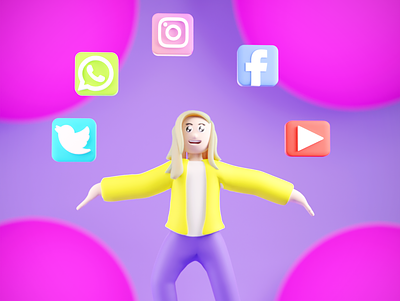 Social Media Influencer 3d 3d icon animation app app icon blender blender 3d branding character design graphic design illustration instagram logo motion graphics social media stylized ui uiux ux