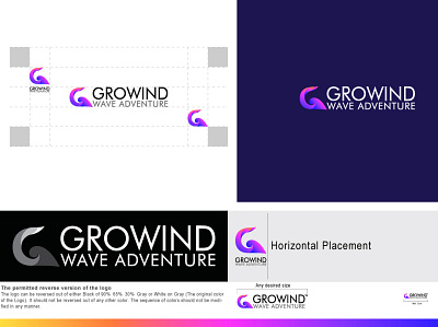 GROWIND WAVE ADVENTURE alphabet logo app logo design brand identity branding design illustration logo ntural logo mark organic logo ui