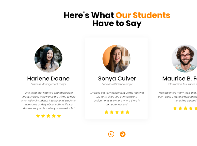 Myclass - Testimonial Section By Hirusha Chamod On Dribbble