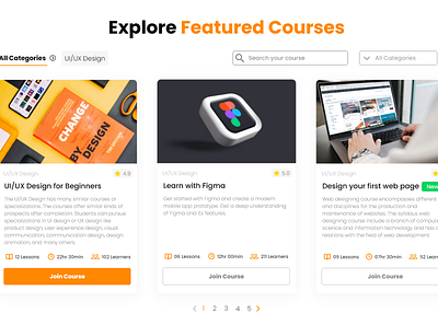 myclass - courses section graphic design ui