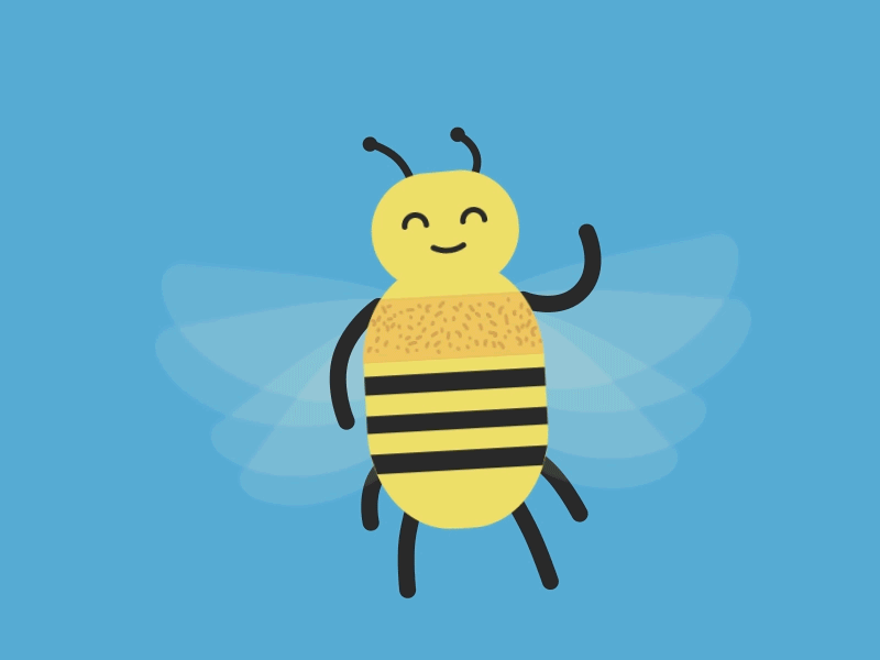 Buzzin' bee bumble bee character friendly happy illustration wave