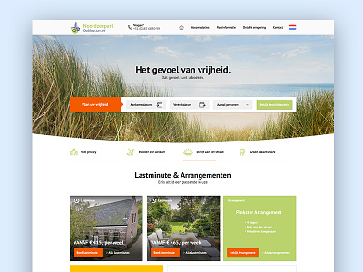 Noordzeepark design homepage booking desktop homepage reservation travel ui ux