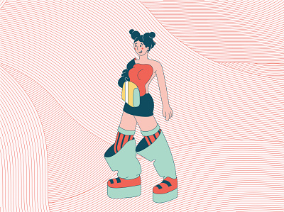 The Girl with Big Shoes art artist bigfoot colourful designer illustration instagram post sketch vector