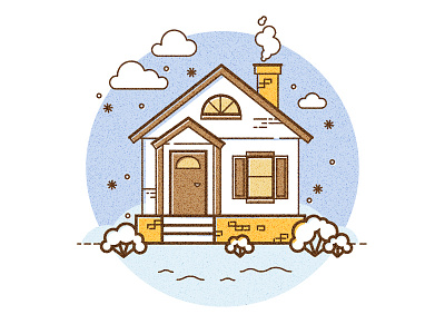 Winter house architecture chimney door flat house icon illustration lineart milimal outline window winter