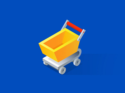 Isometric cart icon 3d buy cart colors gradient icon illustration isometric shop shopping store vector