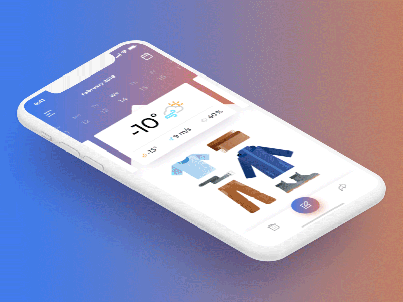 Daily outfit app assistant clothes design gif icon illusrtation ios mobile outfit ui wardrobe