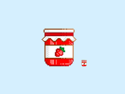 #01 Srawberry jam pixel art color design icon illustration jam jar pixel art strawberry