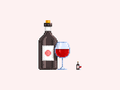 #08 Wine pixel art 8bit bottle color design drink glass icon illustration pixel art retro wine