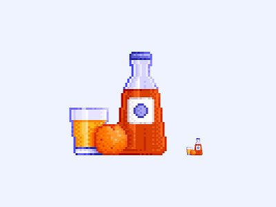 #12 Orange juice pixel art 8bit bottle color design drink glass icon illustration juice orange pixel art retro