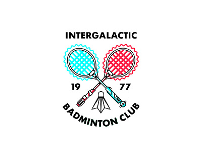 Intergalactic Badminton Club badminton crest illustration lightsaber logo racquet start wars