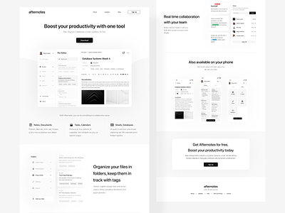 Afternotes - Collaboration Platform Landing Page