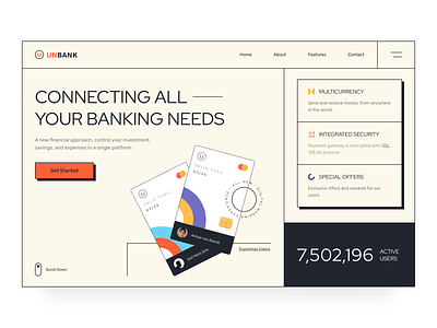 Finance Landing Page - Retro 90s bank banking card classic finance financial hero section minimalist minimalistic money retro ui web web design