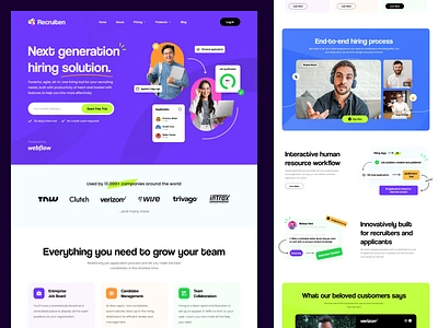 Recruiten - HR Hiring Platform Landing Page clean hire hiring hr landing page management recruit recruitment ui web web design