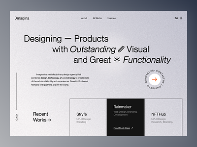 Imagina - Design Agency Landing Page agency design studio gradient minimalist studio swiss typography web