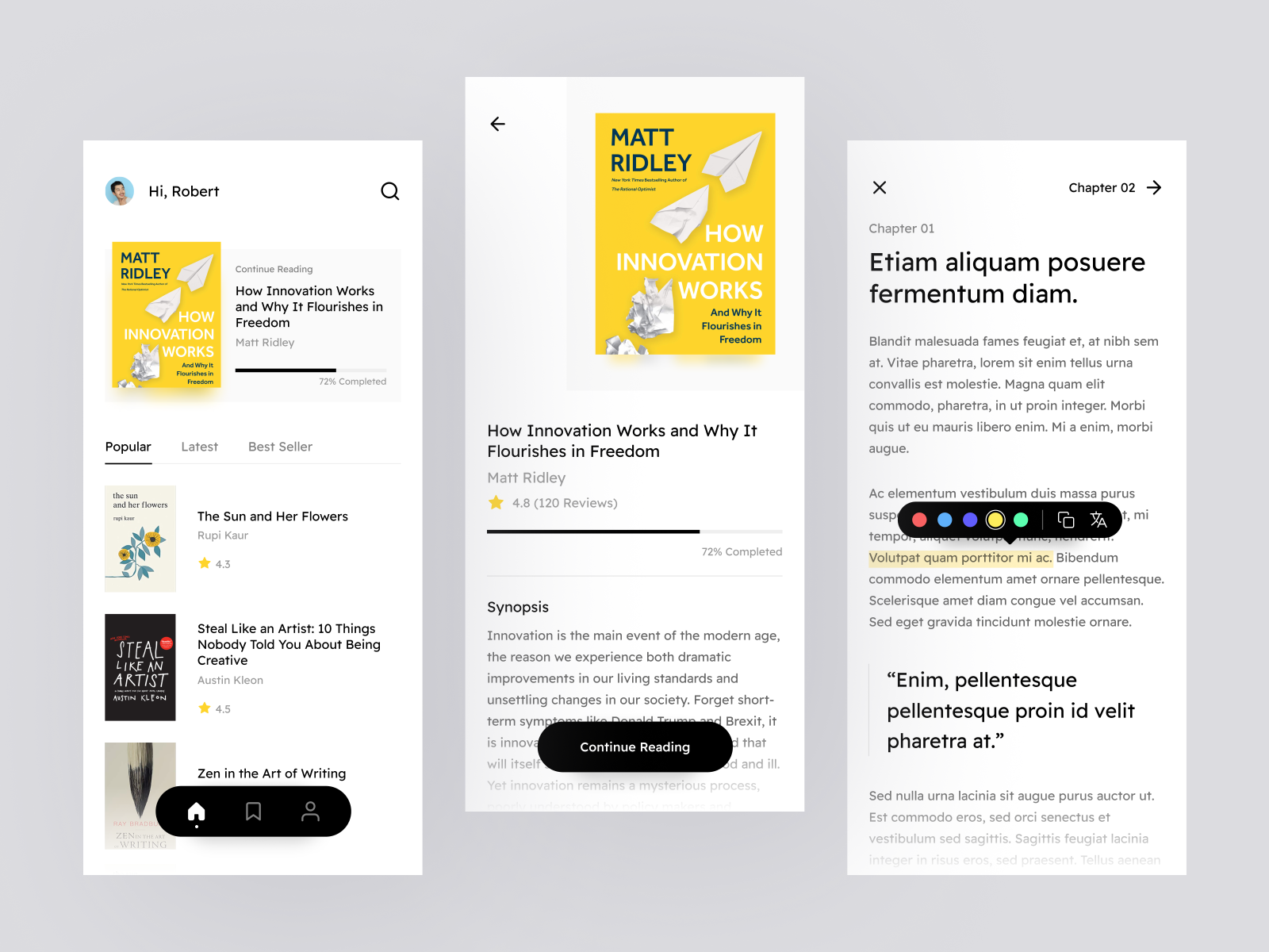 Online Book Reader App by Arvin Aradhana for Pickolab Studio on Dribbble