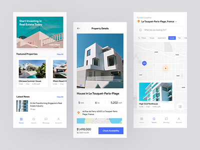 Real Estate App app home minimalist mobile property real estate rent ui