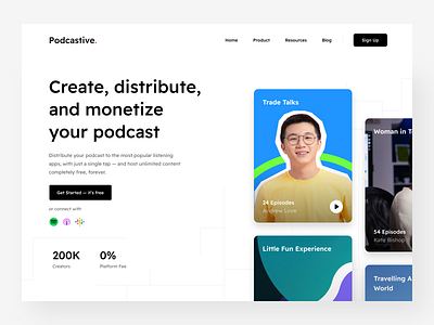 Podcastive - Podcast Platform SaaS audio clean minimalist platform podcast saas song ui ui design web