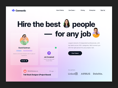 Connectic - Job/Talent Finder Website freelance gradient hero hire hiring job job finder landing page recruit saas talent ui ui design web web design