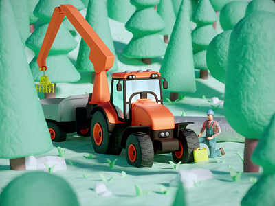 Heavy machinery - 3D Visual 3d animation art cartoon character cinema illustration low minimalistic modeling motion motion graphics nature render slick studio tractor truck vehicle