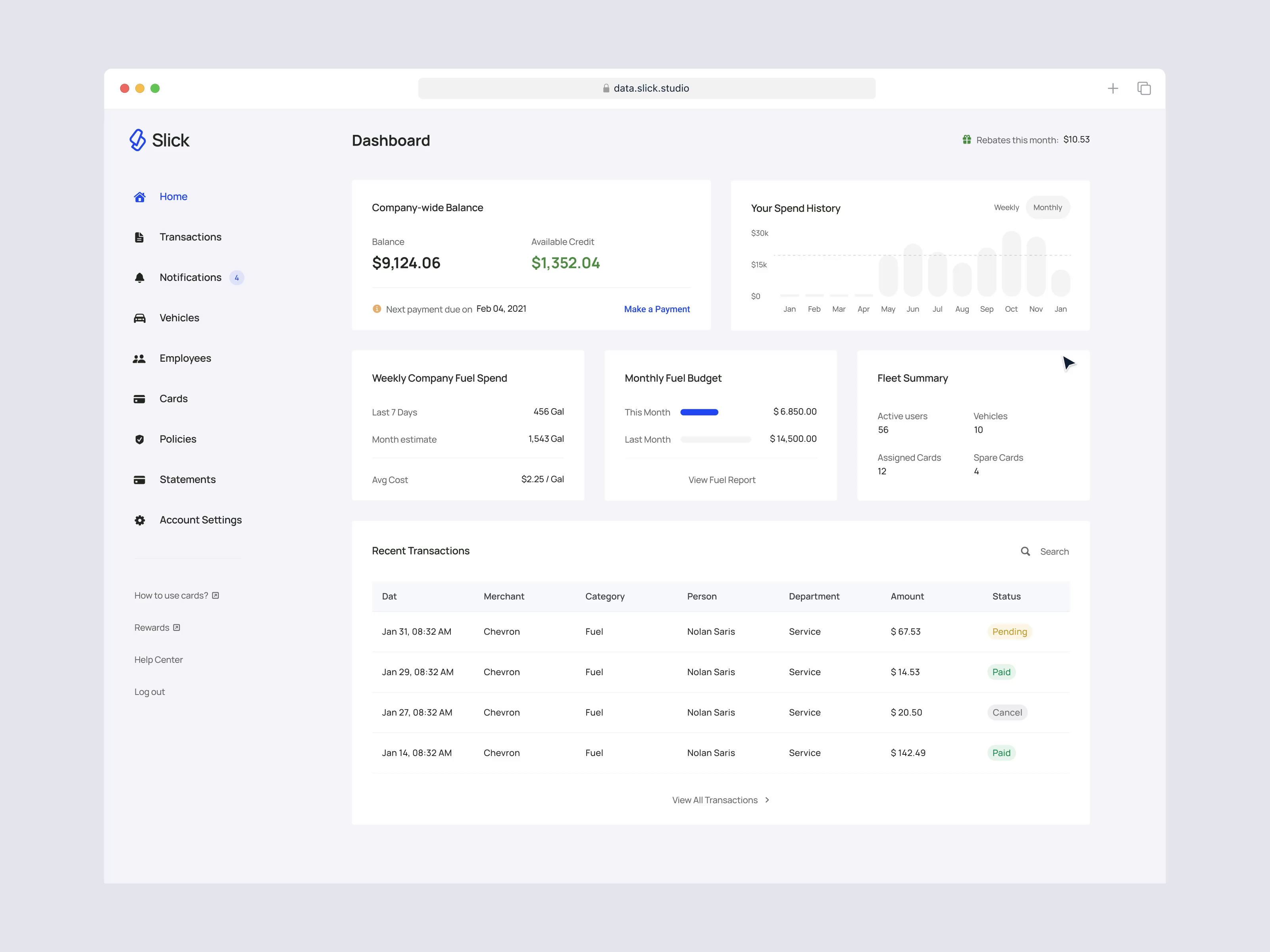 SAAS Dashboard for fleet management by Slick on Dribbble