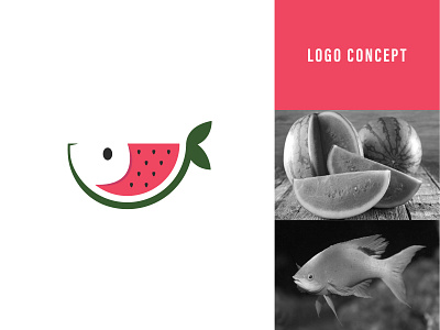 Watermelon + Fish Logo animal animation branding design fish icon illustration logo minimal watermelon