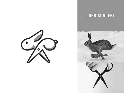 Rabbit + Scissors Logo animal animation branding design icon illustration lineart logo minimal rabbit scissors