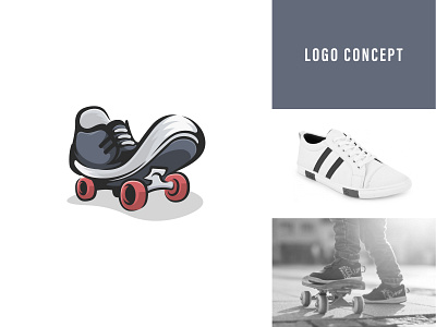 Shoes + Skateboard Logo animation branding design icon illustration logo shoes skateboard