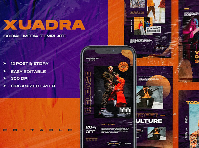 XUADRA - Instagram Stories & Post advertising business design instagram instagram banner instagram post instagram post template instagram posts instagram stories instagram story template instagram template modern posts social media social media pack social media template stories story template website