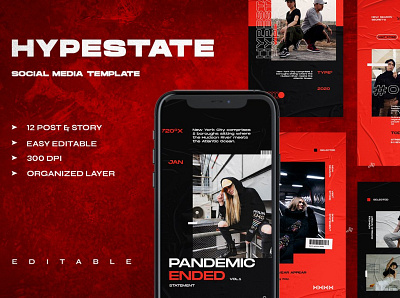 HYPESTATE - Instagram Stories & Posts art business design instagram instagram banner instagram post instagram stories instagram stories pack instagram stories template instagram story template instagram template posts social media social media pack social media template stories story template templates wesbite