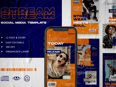 STREAM - Instagram Stories & Post advertising branding instagram instagram post template instagram posts instagram stories instagram story template instagram template instagram templates post posts social media social media pack social media template social media templates stories story stream template templates