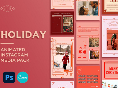 Holiday Instagram Kit in PSD & CANVA canva holiday holiday card holiday cards holiday design holidays instagram instagram banner instagram kit instagram post instagram post design instagram post template instagram posts instagram stories instagram stories template instagram story instagram story template instagram template psd psd template