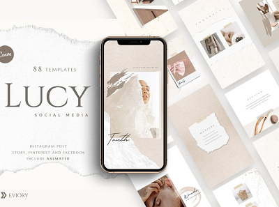 Lucy - Social Media Templates advertising blog branding instagram instagram banner instagram post instagram stories instagram template instagram templates minimal modern posts social media social media pack social media template social media templates stories story template templates