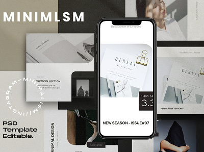 MINIMALISM - Instagram Posts & Stories advertising blog blogger branding design fashion instagram instagram banner instagram post instagram post template instagram stories instagram story template instagram template minimal minimal template minimalism minimalist posts presentation stories