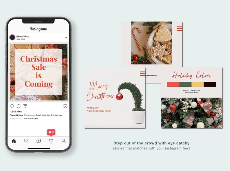 Merry Christmas Instagram Posts by MyTemplates on Dribbble