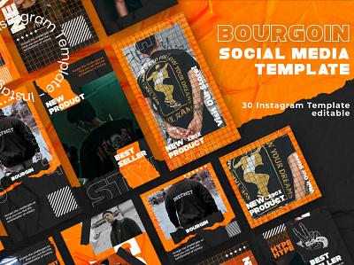 Orange - Instagram Posts & Stories blog instagram instagram banner instagram post instagram post design instagram post template instagram posts instagram posts template instagram stories instagram story template instagram template orange posts psd psd square social media social media pack social media templates stories template