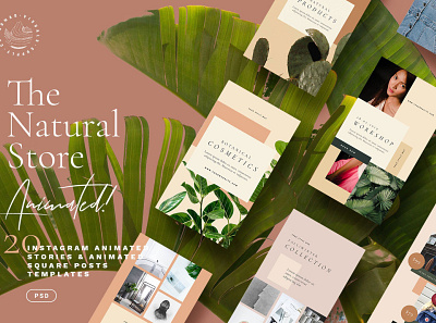 Natural Store Animated Instagram Posts & Stories animated design inspirational instagram instagram banner instagram post instagram posts instagram stories instagram story instagram template moodboard natural posts promotional promotions social media social media pack social media template stories template