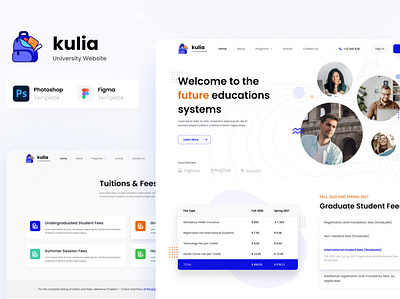 Kulia - Modern University Website UI Template concept corporate education psd psd template school website screen ui ui ux ui design ui template university user interface ux ux design website website builder website concept website design websites