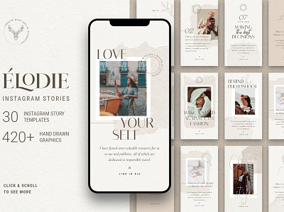 Elodie - Instagram Posts & Stories Templates branding design digital art instagram instagram banner instagram post instagram post design instagram post template instagram posts instagram posts template instagram stories instagram template instagram templates minimalist posts social media social media pack social media template story template